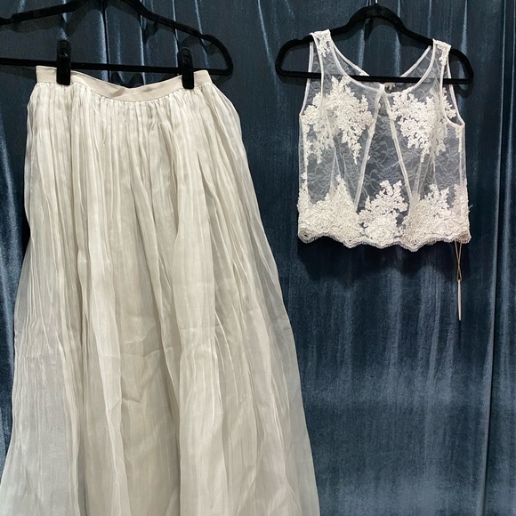 NWT Leanne Marshall Two Piece Lace Top Wedding Dress - Picture 4 of 6